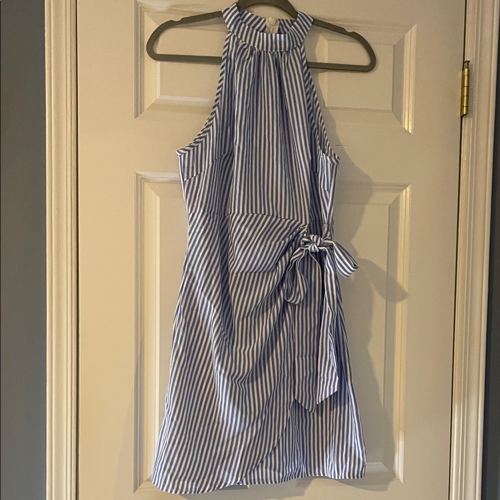 SHEIN Blue and White Striped Mini Dress
